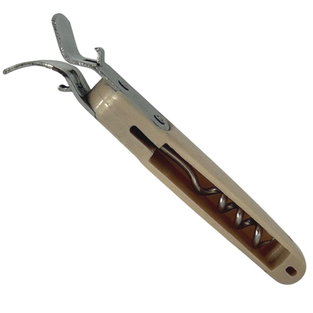 VINTAGE EKCO USA Can Bottle Opener Corkscrew Beige Handle Bar Tool